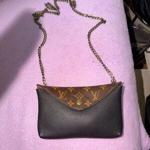 24 hr price drop! Louis Vuitton Monogram and black lambskin crossbody (UPCYCLED)